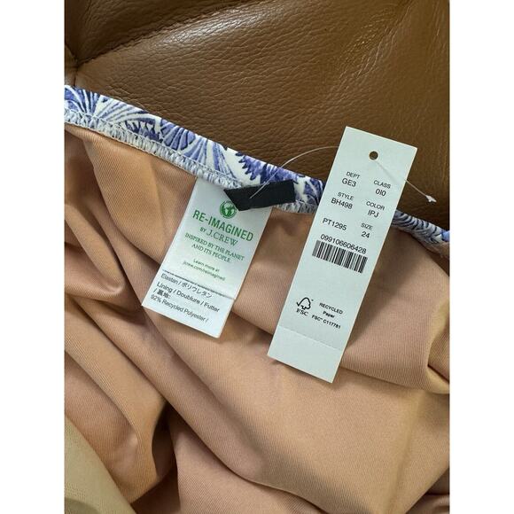 NWT J. Crew One Piece Blue Dandelion Swirl V Neck Swimsuit Size 24 - Picture 5 of 6